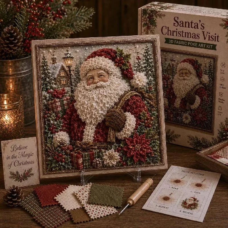 Embroidery Craft - Vintage Christmas Fabric Poke Art DIY