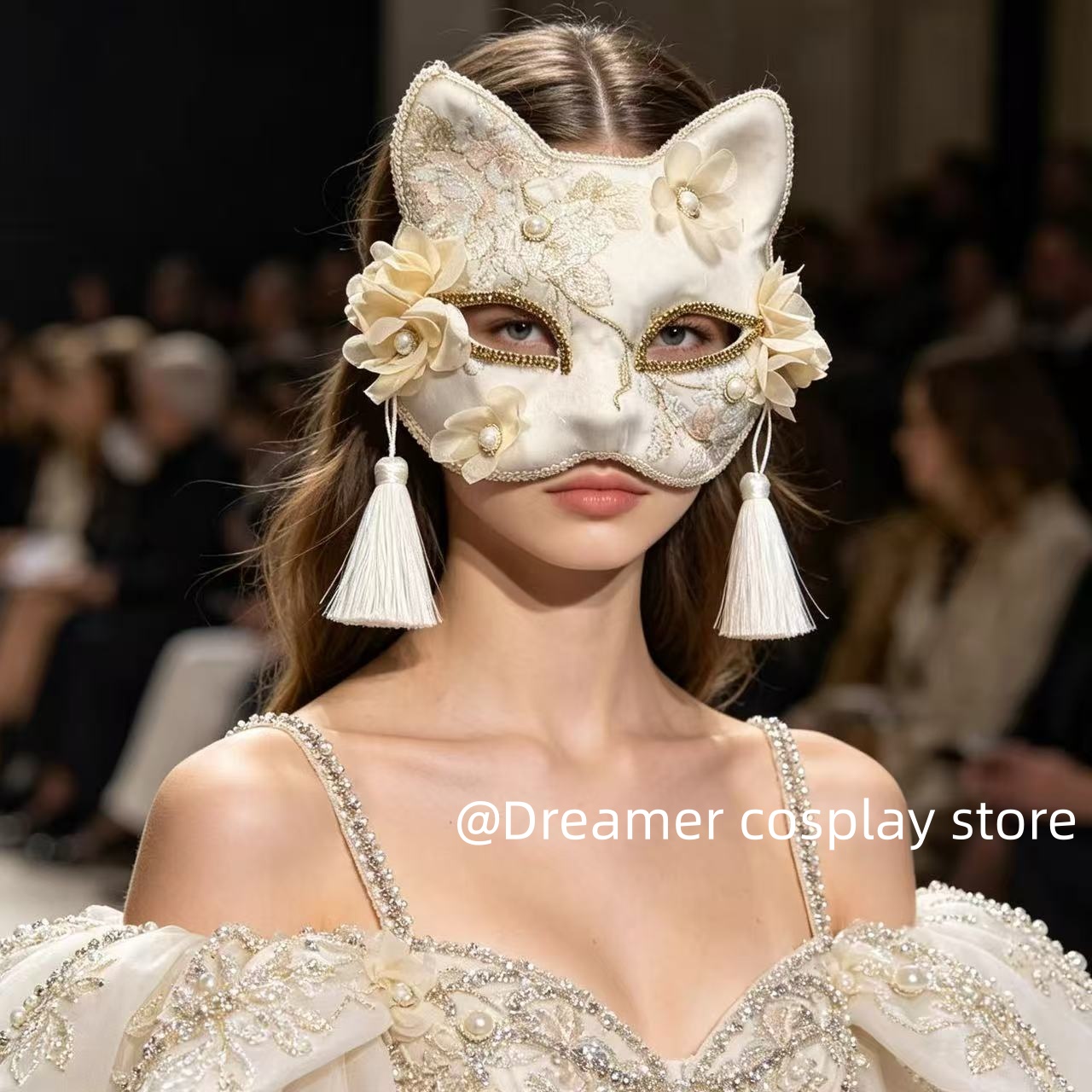 2026 New Cat-Ear Mask Half-Fac - Tassel Fringe Trim recension och pris