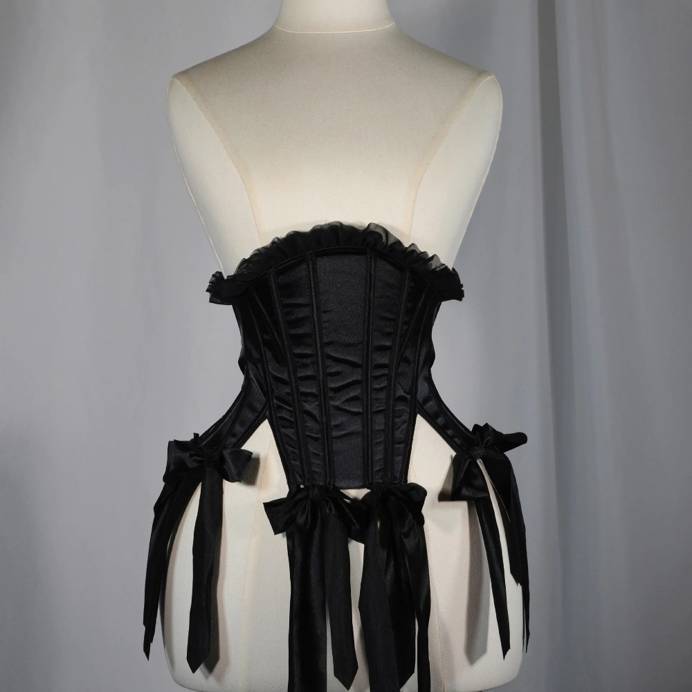 Women Black Corset Bustier Lac - Tassel Fringe Trim recension och pris