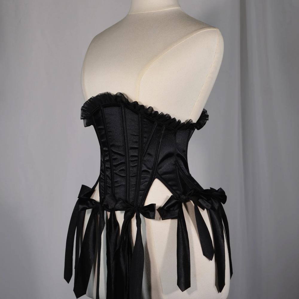Women Black Corset Bustier Lac - Tassel Fringe Trim recension och pris