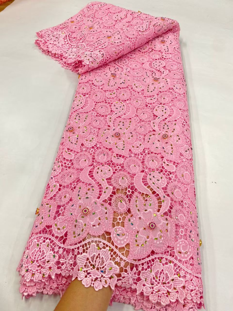 Latest Cord Guipure Lace Fabri - Crystal Mesh Fabric recension och pris