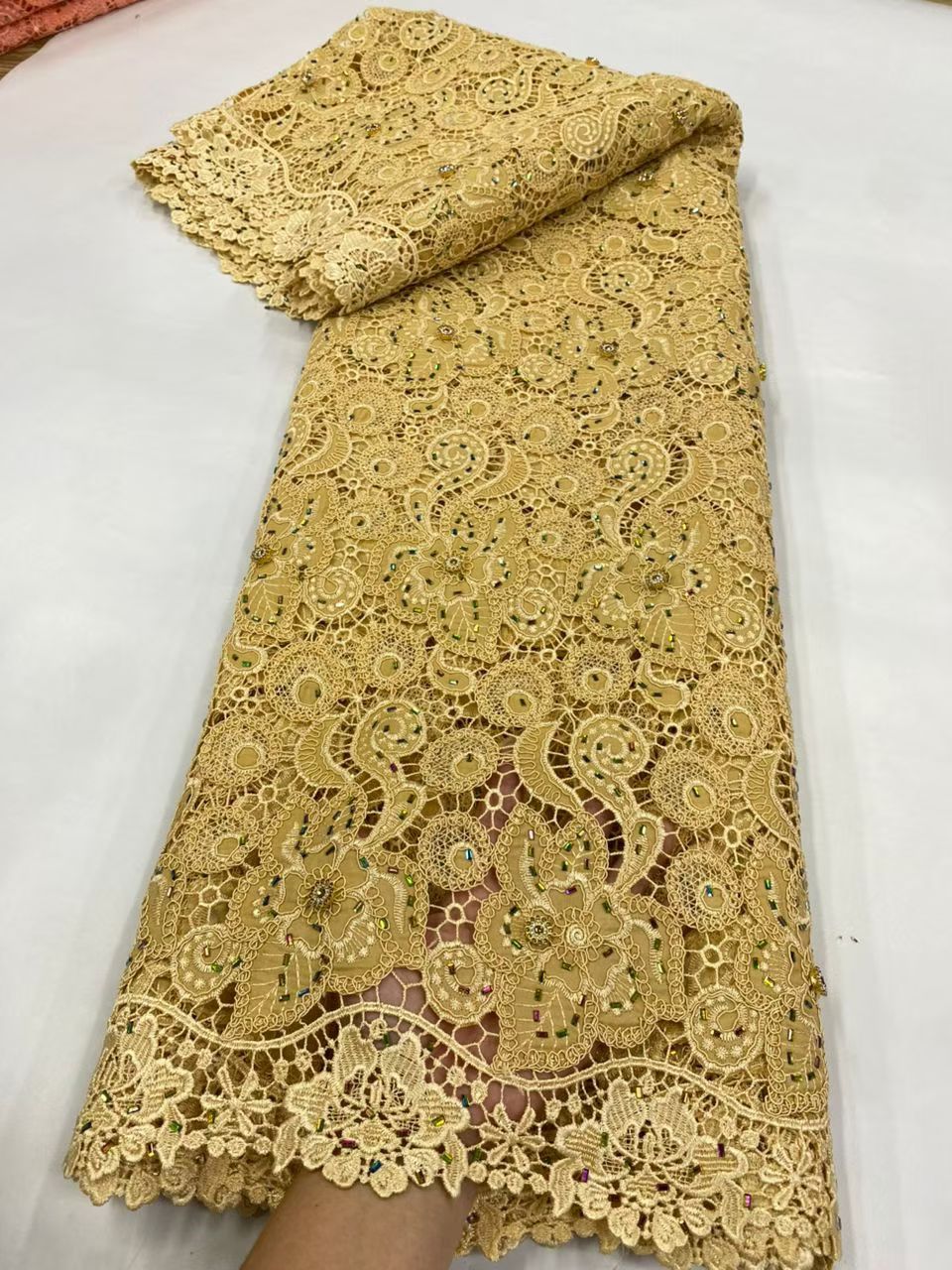 Latest Cord Guipure Lace Fabri - Crystal Mesh Fabric recension och pris