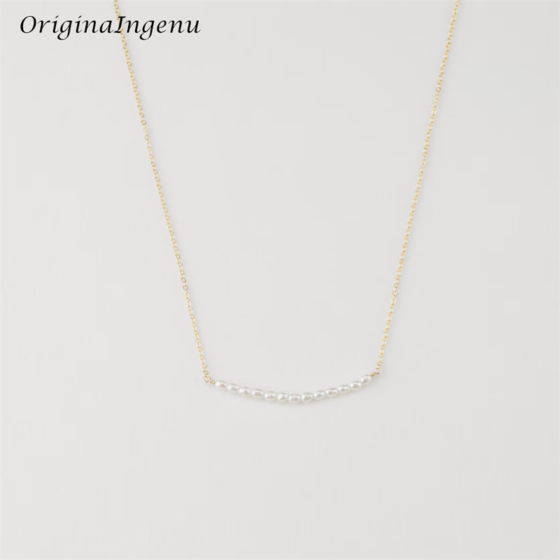 14K Gold Filled Tiny Oval Pear - Pearl Trim Chain recension och pris