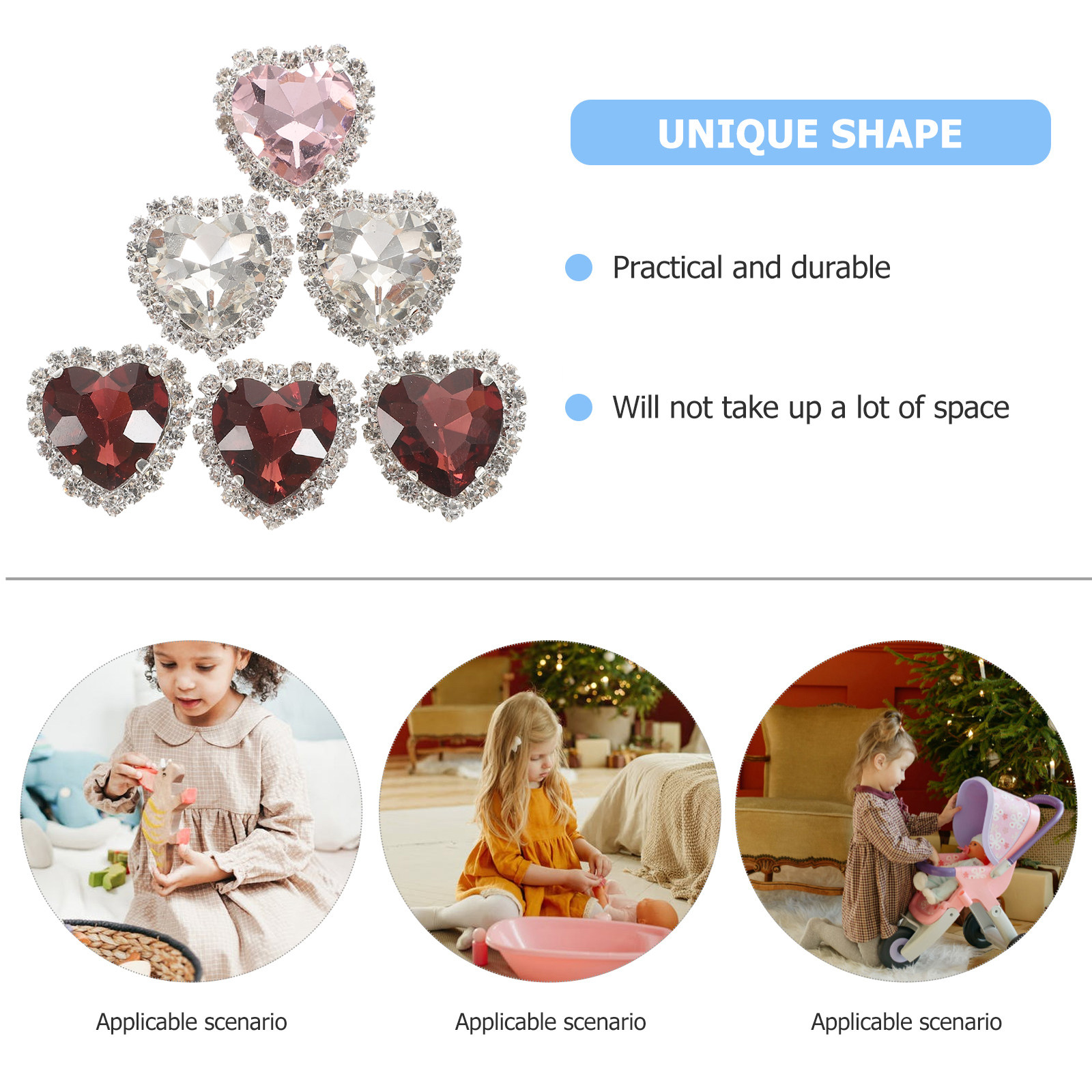 30Pcs Heart Sewing Rhinestone  - Embellishment Glue Craft recension och pris